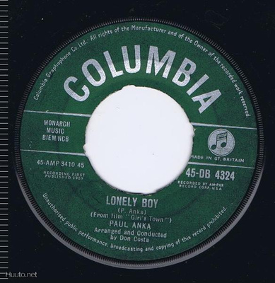 PAUL ANKA lonely boy / your love 45 -1959- uk orig