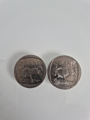 Etelä-Afrikka 2 kolikkoa 1994/1995 5 rand (14611)