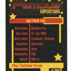 Keräilykuva SUPERSTARS n:o 084 MATTHEW FOX - pikkukuva 2