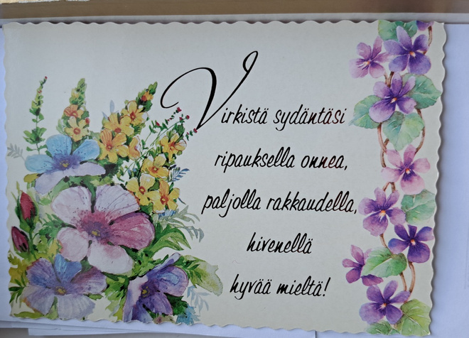 mietelmäkortti: kukkakimppu,  uusi kortti