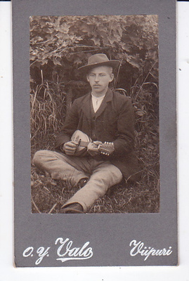 VANHA CDV Valokuva Muusikko Mandoliini 1900-l Viipuri