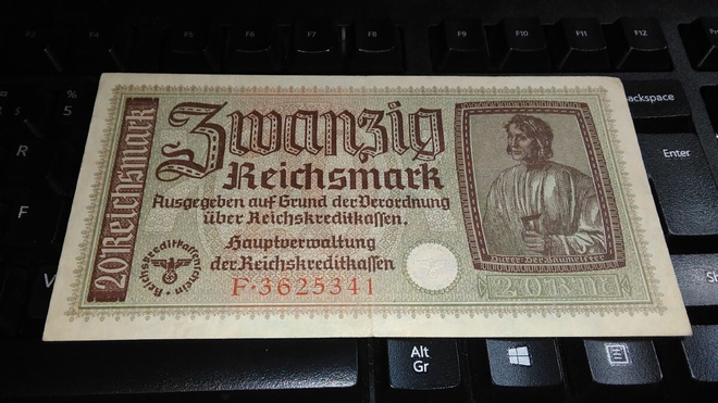 Germany Saksa 20 Mark 1940-45 P139 VF