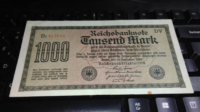 Germany Saksa 1000 Mark 1922 P76 VF-XF