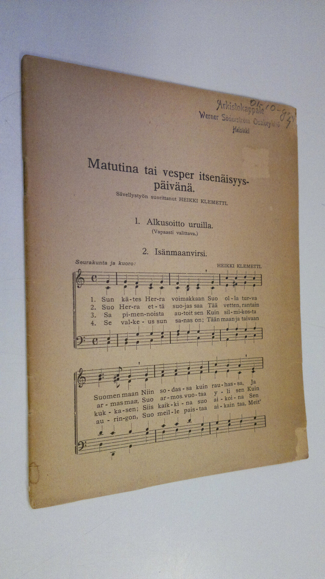 Heikki (säv.) Klemetti : Matutina tai vesper itsenäisyysp...