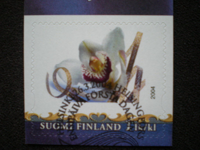 Omakuvamerkki LaPe 3I - Orkidea 2004 FDC-leimattuna