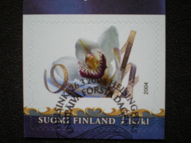 Omakuvamerkki LaPe 3I - Orkidea 2004 FDC-leimattuna
