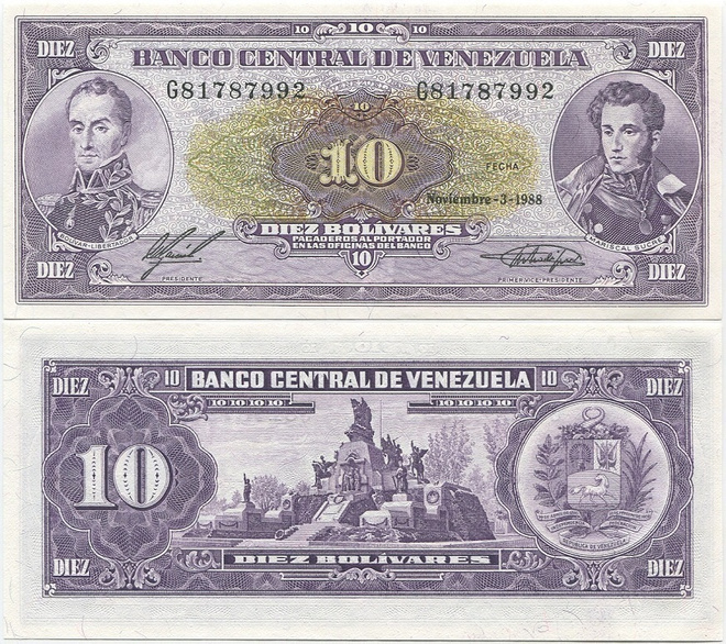 Venezuela 10 Bolivares 1988 (P-62) UNC