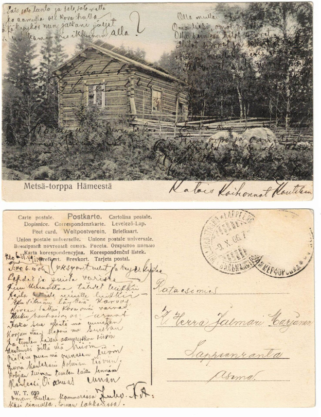 Vanha kortti, Metsä-torppa Hämeestä, vuodelta 1906