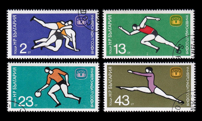 Bulgaria 2586-9 o Urheilu universiadit (1977)