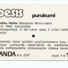 Purkkakuva Panda Pesäpallo. n:o 18 MARKKU VAINIO - pikkukuva 2