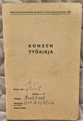 Koneen työkirja vuodelta 1955
