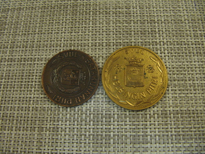 SVUL:n Satakunnan ja Helsingin  Piiri mitalit 1950 ja 1955.