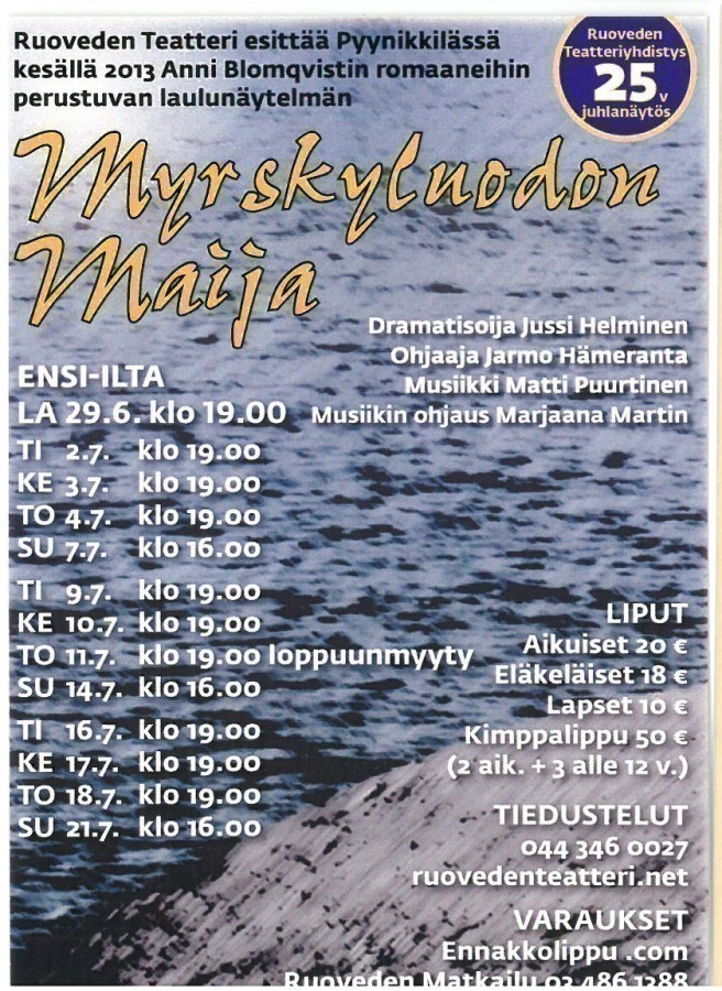 Ruovesi Myrskyluodon Maija mainos"kortti"