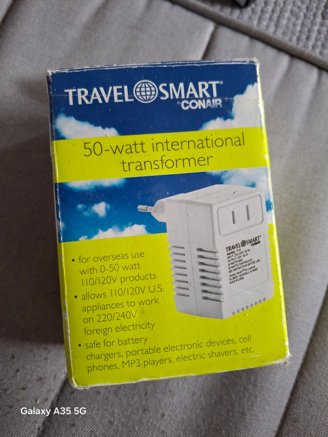 50W 220/240->110/120V travel transformer
