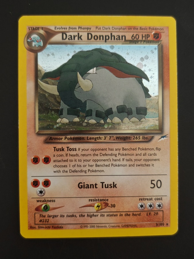 Pokemon kortti Dark Donphan Neo Destiny Holo 3/105