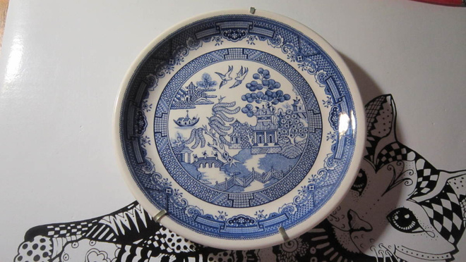 seinälautanen Biltons plate blue England + seinäpidike