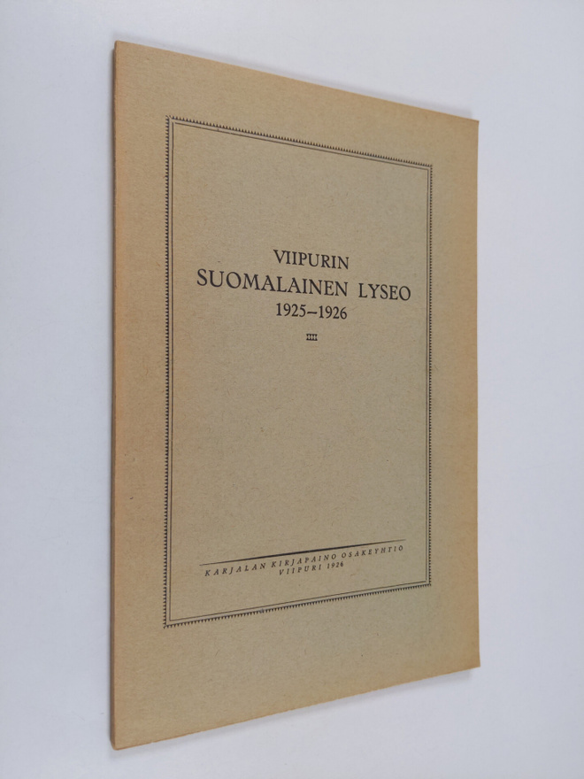 Viipurin suomalainen lyseo 1925-1926