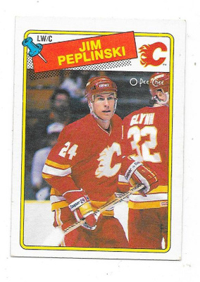 1988-89 OPC #243 Jim Peplinski , Calgary Flames goonie