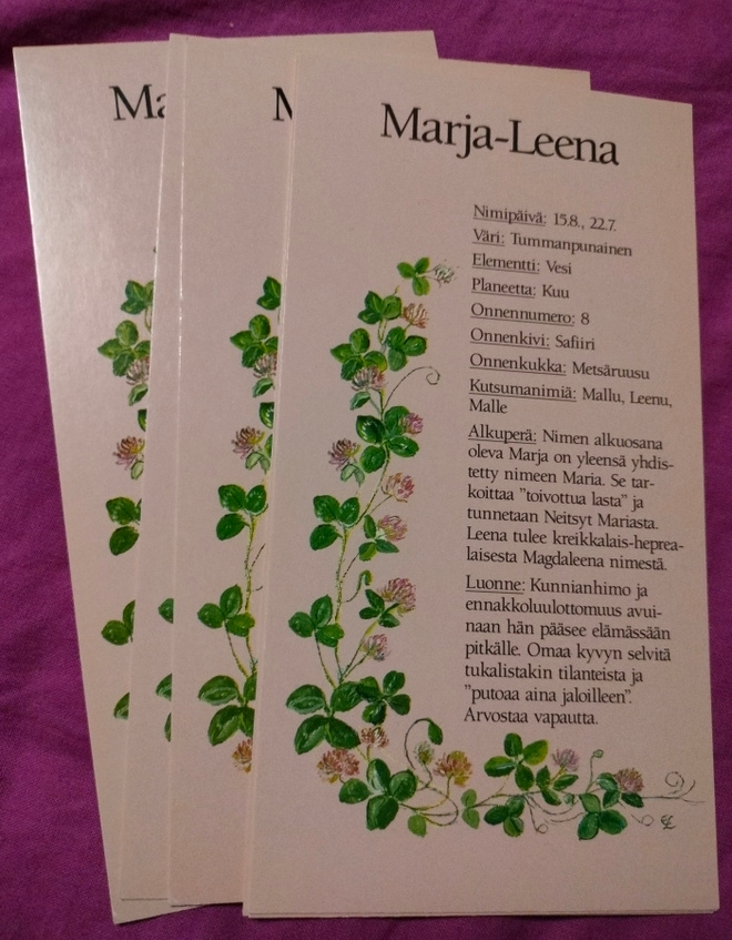 Nimikortti / Nimipäiväkortti Marja-Leena