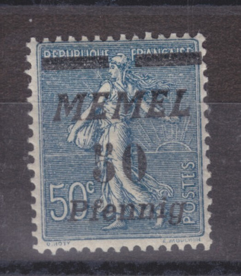 Saksa reich Memel 1922 Mi 61 postituoreena.
