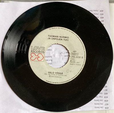 7" single Tuomari Nurmio - Valo yössä