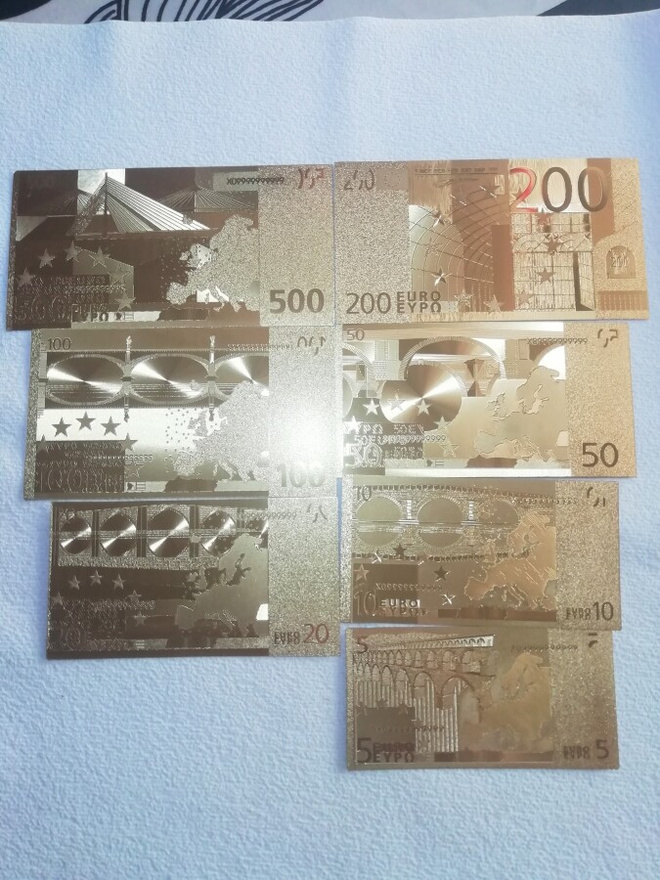 5-500€ kullatut setelit, uudet, hienot 7 kpl.