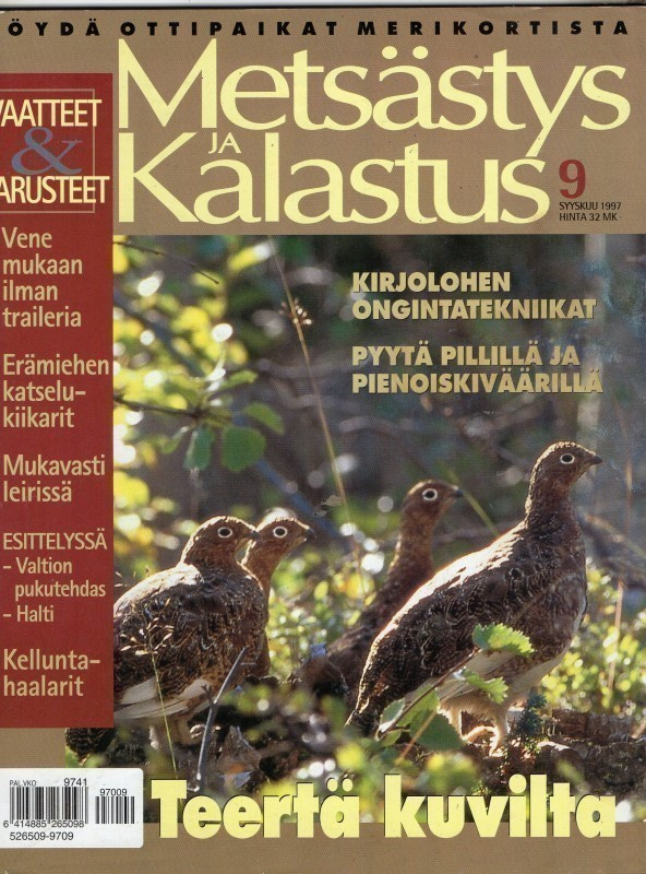 Metsästys ja Kalastus n:o 9 1997 Kirjolohen onginta. Pyytä