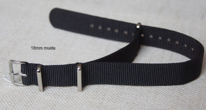 NATO - 18 mm musta ranneke