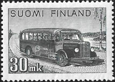 1947 M-30 Postiauto 30 mk harmaa ** Lape 327 a  SP Lm6