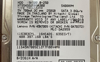 HTS545025B9A300 Hitachi TravelStar 250GB 5.4K RPM
