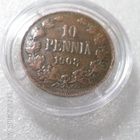 10  penniä  1908  siistikuntoinen   Pillerissä. - pikkukuva 3
