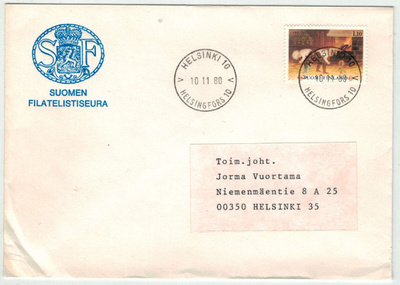 1980 joulupostimerkki 1,10 mk loistoleimainen kuori