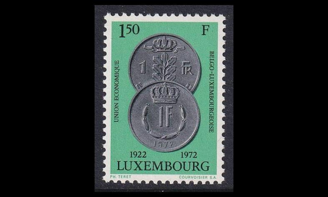 Luxemburg 841 ** Talousliitto 50v rahoja (1972)