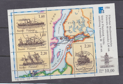 1986 Finlalndia 88 blokki hyväleimaisena.