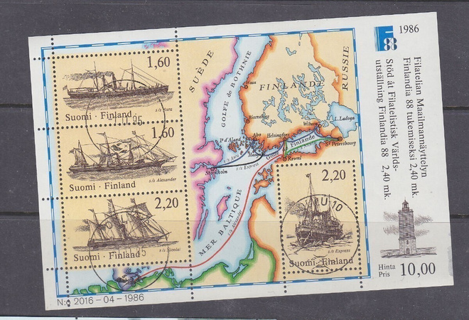 1986 Finlalndia 88 blokki hyväleimaisena.