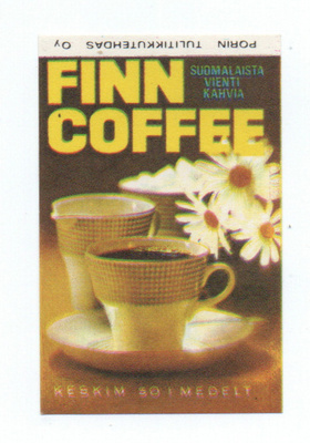 Porin Tulitikkutahdas FINN COFFEE Etiketti.