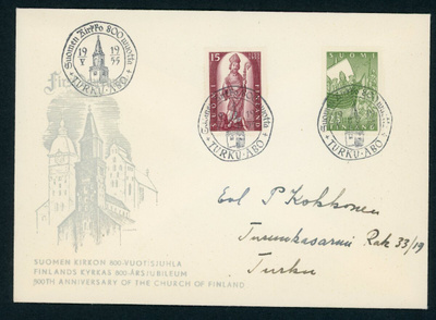 FDC 1955 Suomen kirkko 800 vuotta