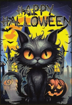 Halloween musta kissa, suuret silmät
