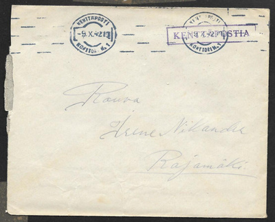 Postilähetys - Kenttäposti + KPK 1 9.10.1942