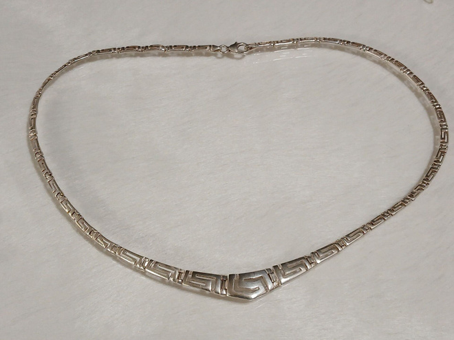 Greek Key Meander hopea kaulakoru 925