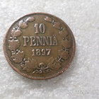 10 penniä 1897 tasaisesti patinoitunut hieno raha, - pikkukuva 1