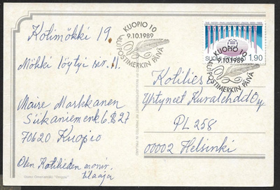 Kuopio - Postimerkin päivä 9.10.1989