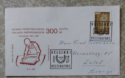 1967  Paperiteollisuus FDC kerhokuori