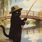 Musta kissa kalastaa - pikkukuva 1