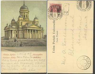 1891 4 kop postikortti Hollantiin