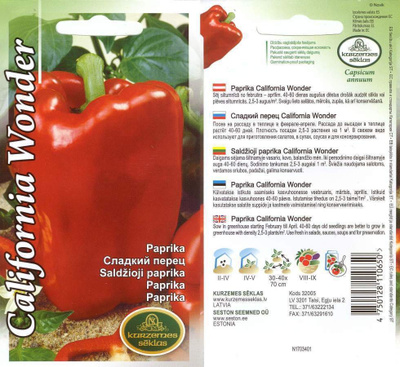 Paprika 'California Wonder' siemenet #