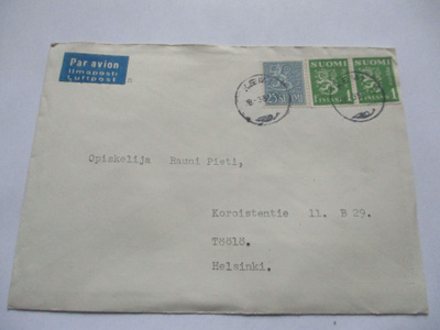 1955 Kemi sekapostite kotimaan lentokuorella