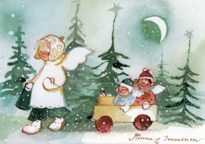 Joulukortti-kuutamolla Minna Immonen