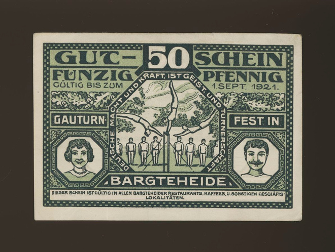 Saksa Notgeld 50 Pfennig, Bargteheide 1921 F