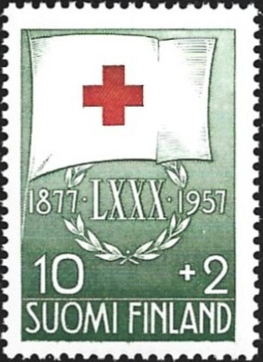 1957 Punainen Risti 10 mk + 2 mk **  LaPe 482